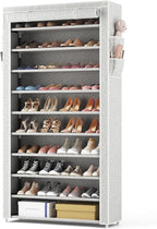 ROJASOP 10 Tier Shoe Rack with Covers Large Capacity Stackable Tall Shoe Shelf by ROJASOP