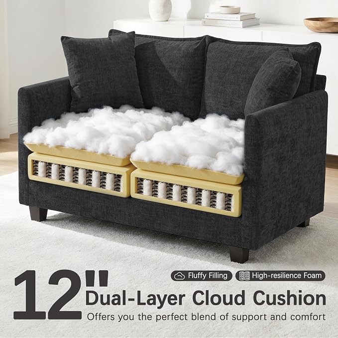52'' Loveseat Sofa with Ottoman, Modern Cloud Sofa Couch with 27" Deep Seat - Image 3