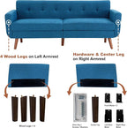 Tbfit 77.2" W Linen Sofa Couch, Mid Century Modern Decor Loveseat Couches - Image 9