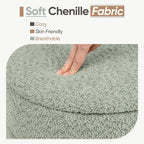 Round Storage Ottoman with Reversible Tray Lid, Folding Chenille Fabric - Image 6