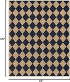 Lahome Checkered Easy Jute Outdoor Patio Rug, 8x10 Living Room Rug Washable | - Image 2