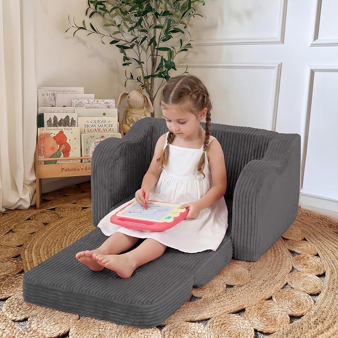 MeMoreCool Toddler Chair Comfy for 1-3 Years Old, Corduroy Kids Couch Bed Fold - Image 2