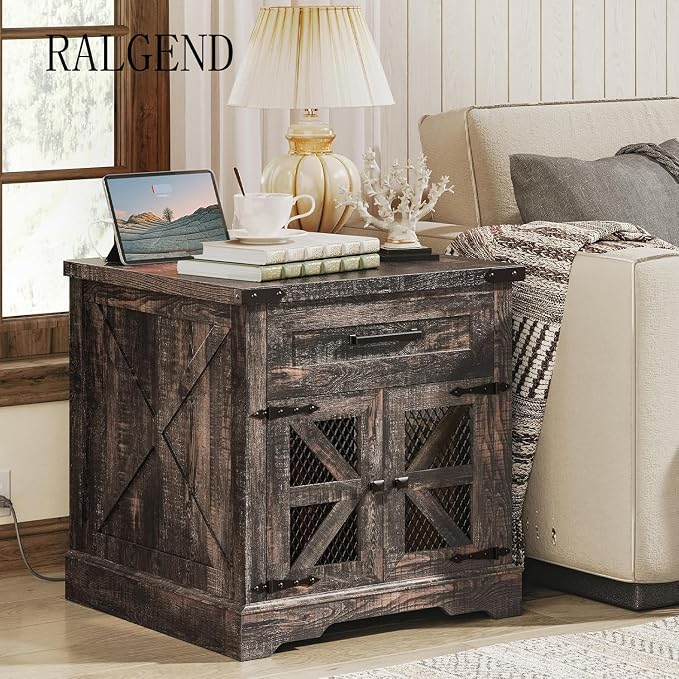 RALGEND Farmhouse End Table Set of 2, Large End Table - Image 4