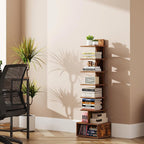 TUTOTAK Narrow Bookshelf, Vertical 8-Tier Bookcase, Spine Book Shelf - Image 4