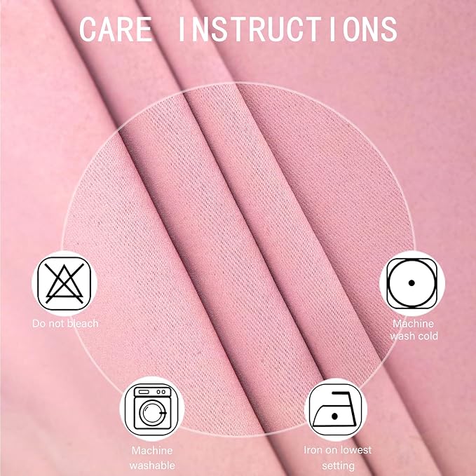 Pink Blackout Curtains 34 x 84 Inch Length/Set of 2 Curtain Panels/Thermal - Image 4