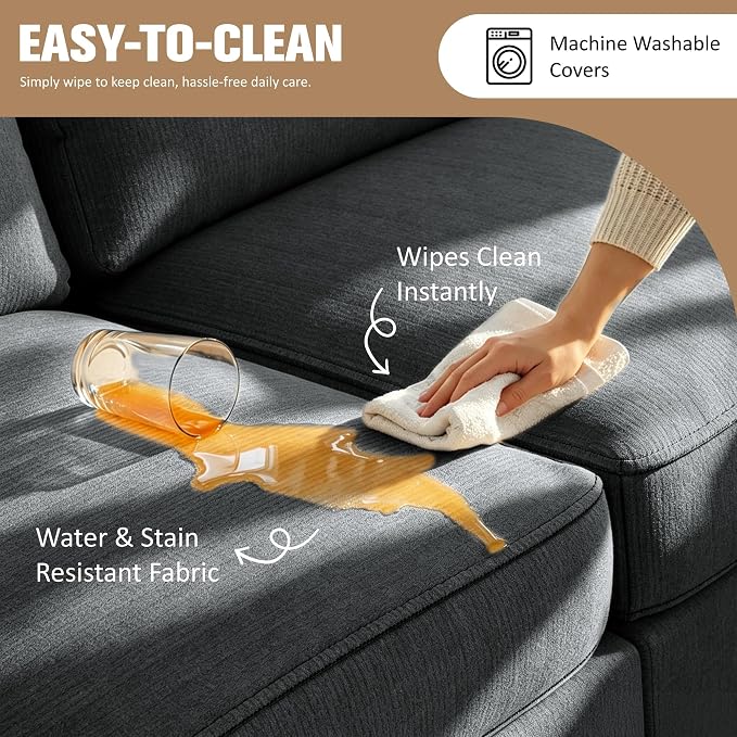 JAMFLY Couches for Living Room, 3-Seat Reversible Sectional Sofa - Image 9