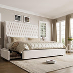 King Size Bed Frame 54" Tall Headboard by KeyluvHome