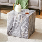 Side Table, End Table Living Room Table, Modern Sofa Couch Table, Faux Marble by BAOPIN
