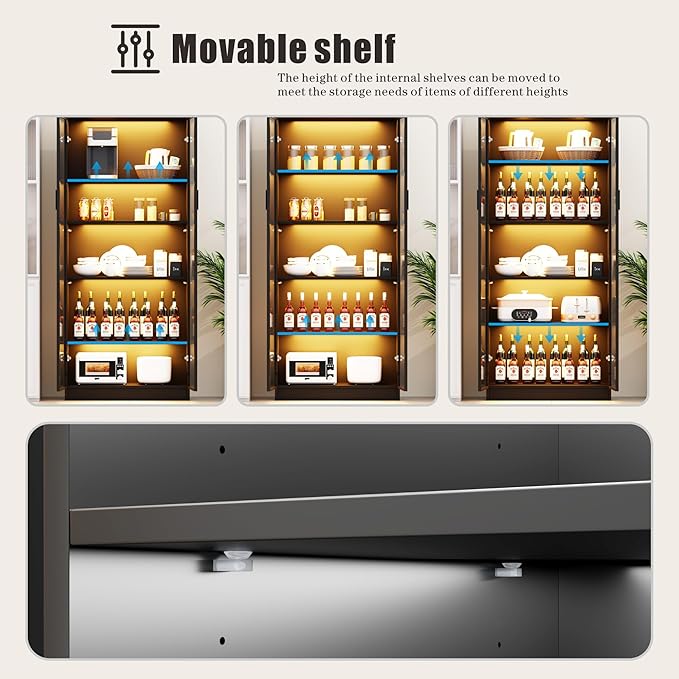 Dystler Display Cabinet with Adjustable Shelves, 5 Tier Display Case - Image 5