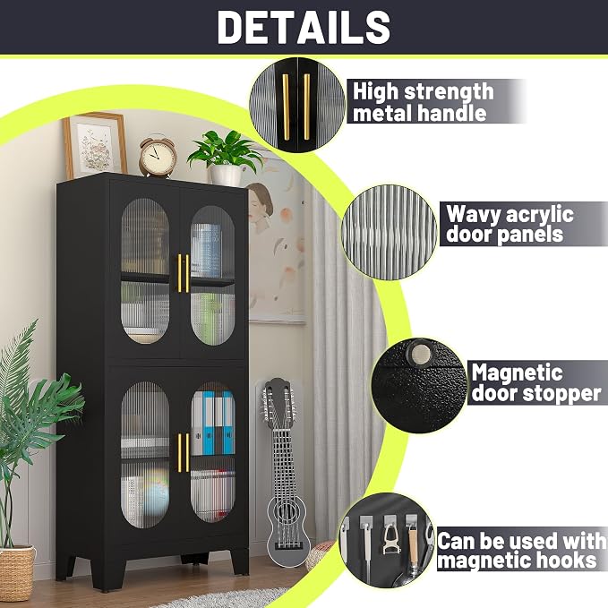 PAOFIN 61" Black Pantry Storage Cabinet, Kitchen Pantry Cabinet - Image 3