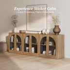 BELLEZE 2 Tier Bookshelf with Arched Glass Door - Image 3