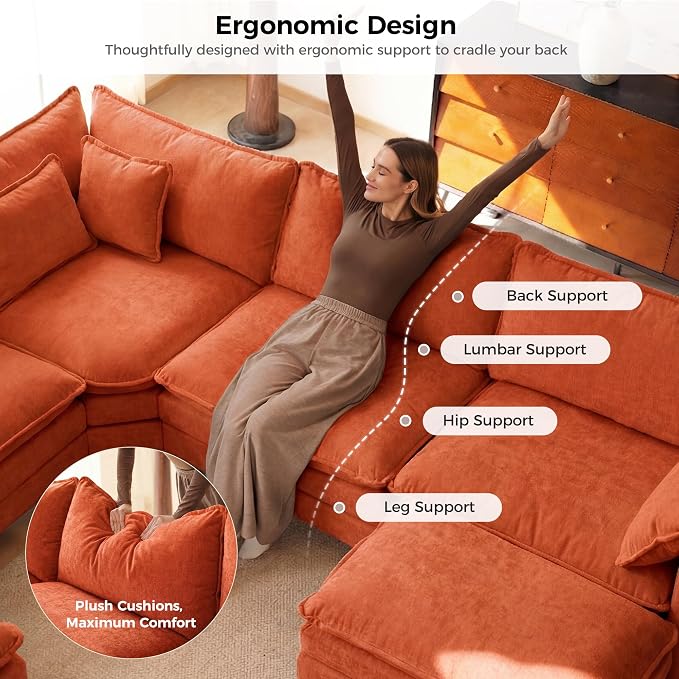 ELUCHANG Oversized 116" Modular Sectional Sofa, Comfy Cloud Couch, U Shaped - Image 5