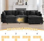 111'' Sectional Cloud Deep Seat Couch, Modern Comfy Chenille L Shaped Sectional - Image 6