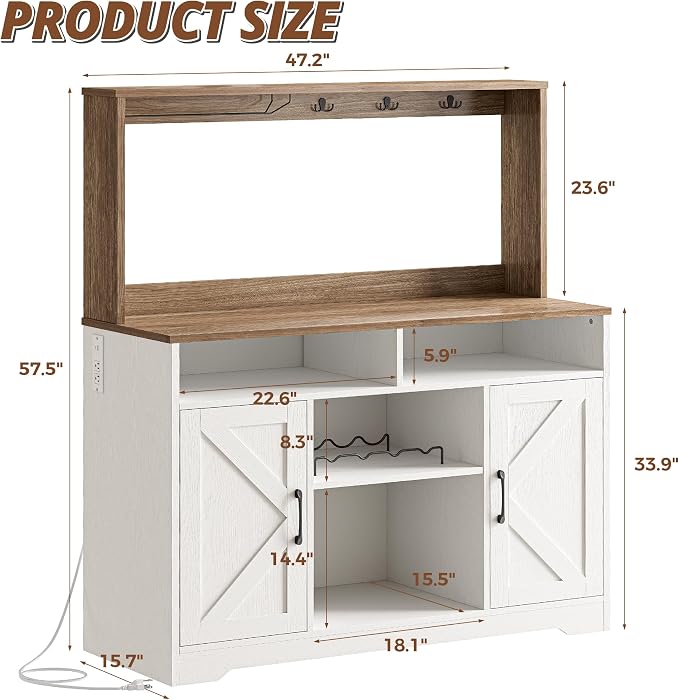 IRONCK 58" Farmhouse Coffee Bar Cabinet - Image 2
