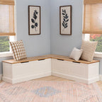 Linon Harris Natural and White Two Tone Backless Corner Breakfast Nook - Image 6