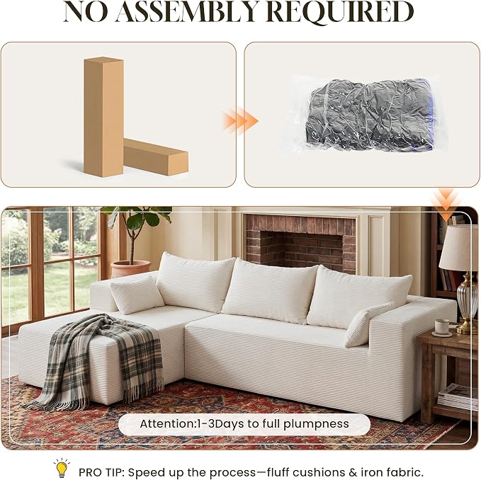 106" Cloud Sectional Boneless Couches - Image 5
