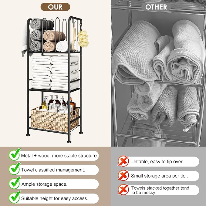 Towel Racks for Bathroom 3-Tier, Durable Metal Towel Rack Stand, Pool Items - Image 5
