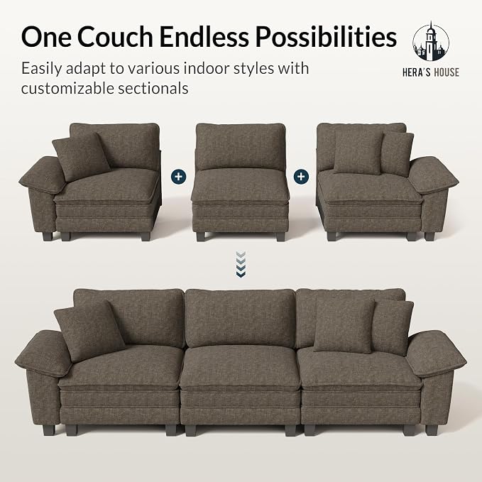 HERA'S HOUSE 124" Modular Sectional Sofa, Oversized L Shaped Couches - Image 7