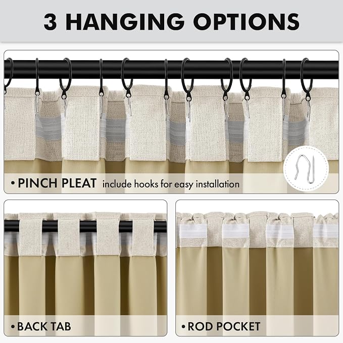 MIULEE 100% Blackout Linen Curtains - Image 5