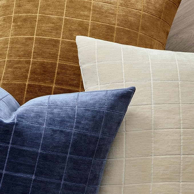 MIULEE Decorative Chenille Check Throw Pillow Covers Vintage Plaid Couch - Image 2
