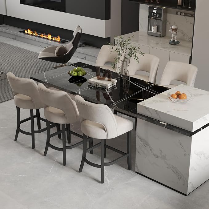 VKNOW Bar Stools Set of 6, Modern Counter Stools - Image 3