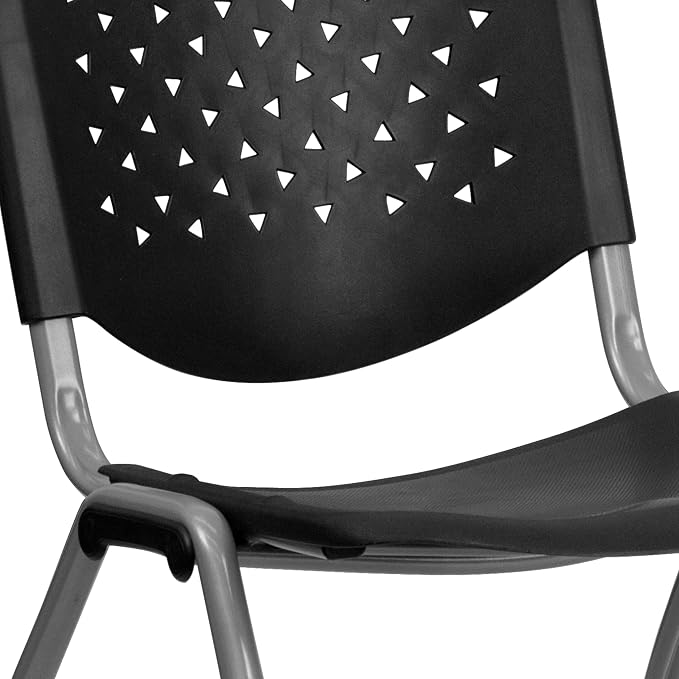Flash Furniture HERCULES Series 880 lb. Capacity Black Plastic Stack Chair - Image 11