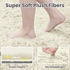 8x10 Fluffy Shag Area Rugs for Living Room Bedroom: Soft Carpet Cream White | - Image 5