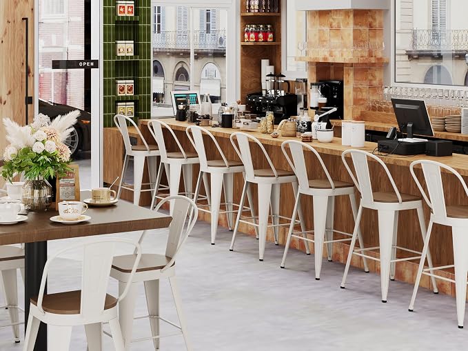 Andeworld Metal Bar Stools Set of 4, 24 inch Counter Height Barstools - Image 7