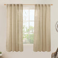 63 Inch Sheer Linen Window Curtains, Light Filtering Panels, Rod Pocket Back Tab by LAMIT