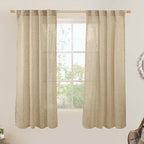 63 Inch Sheer Linen Window Curtains, Light Filtering Panels, Rod Pocket Back Tab by LAMIT