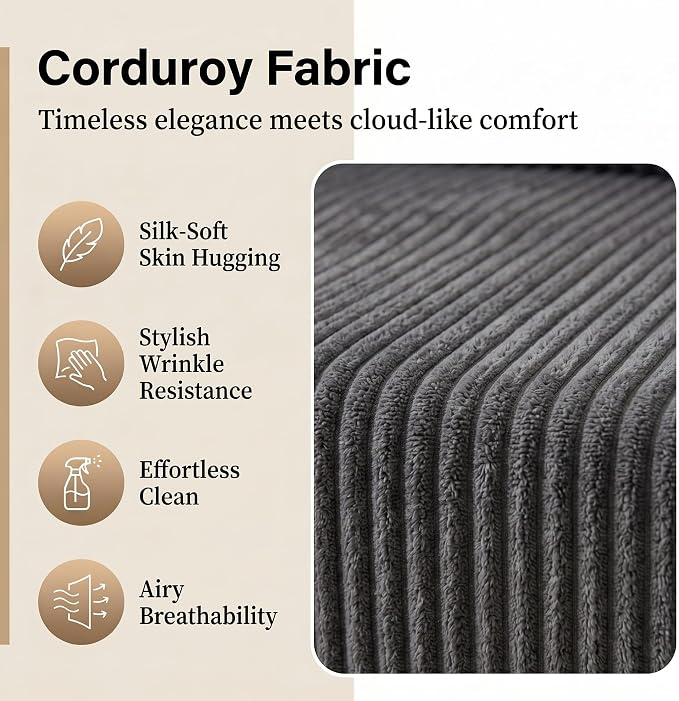 Mid Century Modern Accent Chair, Upholstered Corduroy Armchair - Image 7