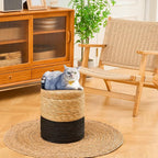 Wimarsbon Round Pouf Ottomans, Handwoven Natural Water Hyacinth Seagrass Pouffe - Image 2