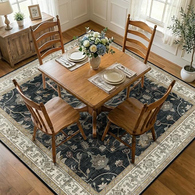 RELEANY Washable Area Rug, Square 7'x7', Water Repellent, Pet Friendly by RELEANY