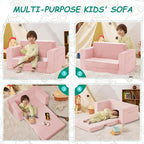 Kids Couch, 2-in-1 Toddler Chair Comfy 1-3 Years, Convertible Kids Chair - Image 6