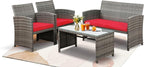 SUNLEI 4 Pcs Outdoor Patio Furniture Sets, Rattan Chair Wicker Conversation Set - Image 9