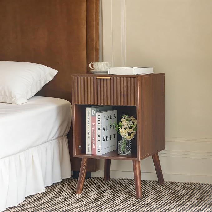 Fultyle Walnut Nightstand, Modern Night Stand - Image 5