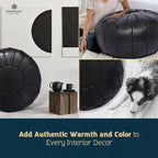 Marrakesh Gallery Genuine Leather Round Pouf Unstuffed - Image 6