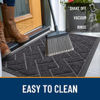 OLANLY Front Door Mat Outside 47x17, All-Season Absorbent Rubber Doormat | Grey - Image 6