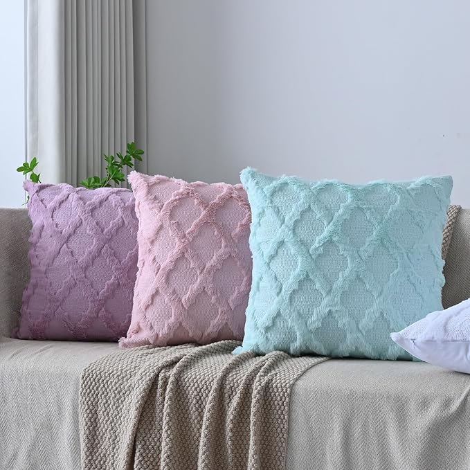 Set of 2 Soft Moroccan Throw Pillow Covers 20x20 Inch Plush Boho Decorative - Image 6