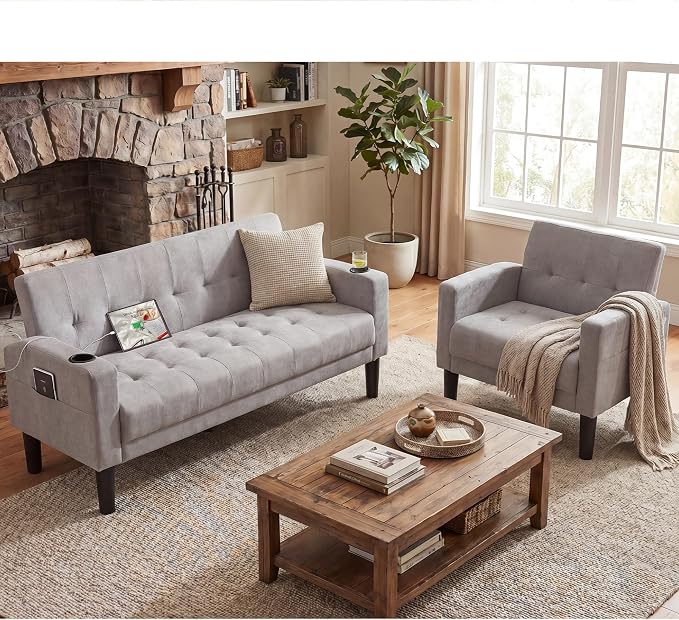 TYBOATLE Sofa Couch, Living Room Furniture Sectional Sofa Sets 2 Pic, Tufted - Image 3