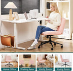 OLIXIS Criss Cross Chair with Wheels Wide Cross Legged Office Desk Vanity Chair - Image 7