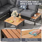 JOYURE 4-Piece Patio Furniture Set, Metal Outdoor Sectional Sofa - Image 5