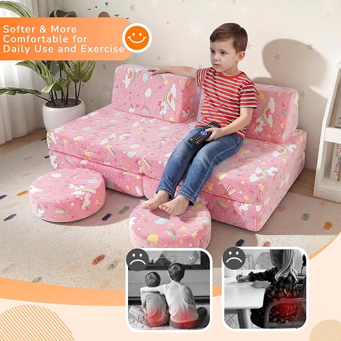 MeMoreCool Kids Sofa, 8-Piece Modular Play Couch - Image 7