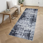 3x10 Washable Runner Rug：Modern Abstract Soft Carpet Dark Black | - Image 3