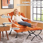 MBOOYOME Lazy Chair with Folding Ottoman, Modern Accent Armchair with Armrests - Image 6