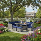 Tangkula 7 Pieces Patio Furniture Set, Outdoor Sectional Rattan Dining Sofa Set - Image 2