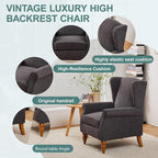 Coffee Table & Armchair Set, High-Back Wingback Chair - Image 4