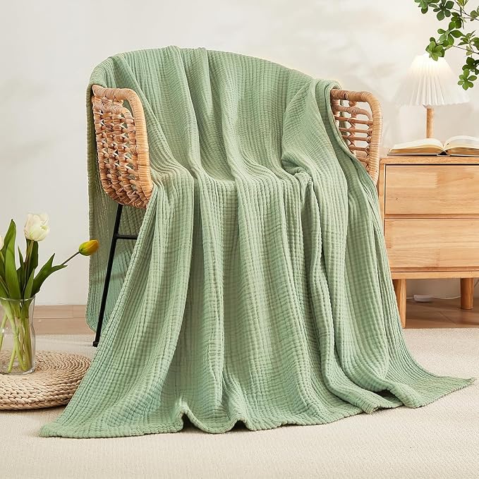 EMME Muslin Blankets for Adults Throw Blanket for Couch Breathable Gauze Soft - Image 2
