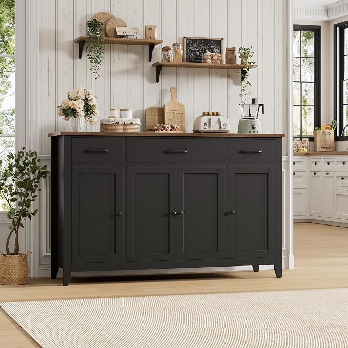 HORSTORS 55" Buffet Cabinet, Modern Farmhouse Sideboard Buffet - Image 2