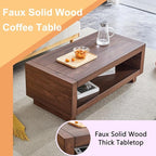 Walnut Mid-Century Coffee Table, 47.2" W×23.6" D×18" H，Rectangular MDF Storage - Image 3